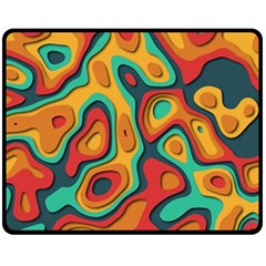 Paper Cut Abstract Pattern Two Sides Fleece Blanket (medium)