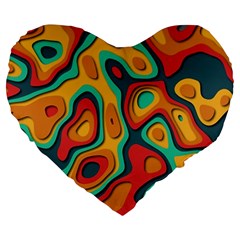 Paper Cut Abstract Pattern Large 19  Premium Flano Heart Shape Cushions by Maspions