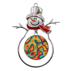 Paper Cut Abstract Pattern Metal Snowman Ornament by Maspions