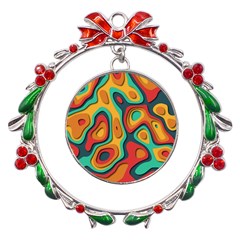 Paper Cut Abstract Pattern Metal X mas Wreath Ribbon Ornament