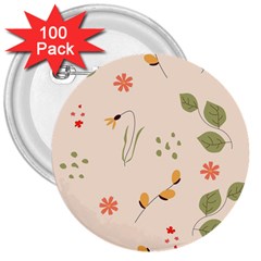 Spring Art Floral Pattern Design 3  Buttons (100 Pack) 