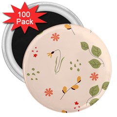 Spring Art Floral Pattern Design 3  Magnets (100 Pack)