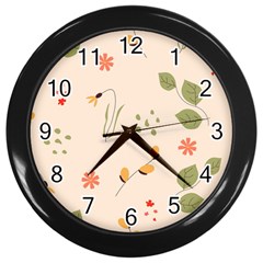 Spring Art Floral Pattern Design Wall Clock (black)