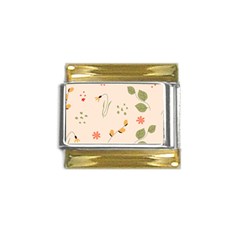 Spring Art Floral Pattern Design Gold Trim Italian Charm (9mm)