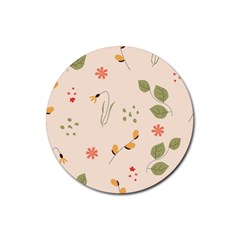 Spring Art Floral Pattern Design Rubber Round Coaster (4 Pack)