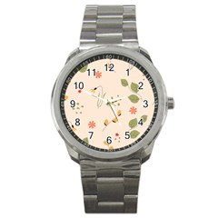 Spring Art Floral Pattern Design Sport Metal Watch