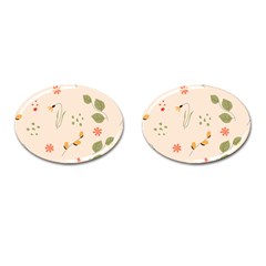 Spring Art Floral Pattern Design Cufflinks (oval)