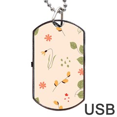 Spring Art Floral Pattern Design Dog Tag Usb Flash (two Sides)