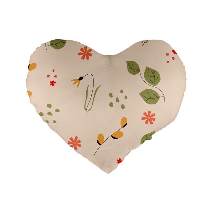 Spring Art Floral Pattern Design Standard 16  Premium Heart Shape Cushions