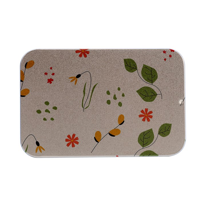 Spring Art Floral Pattern Design Open Lid Metal Box (Silver)  