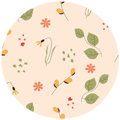 Spring Art Floral Pattern Design Wooden Puzzle Round