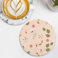 Spring Art Floral Pattern Design Uv Print Round Tile Coaster by Maspions