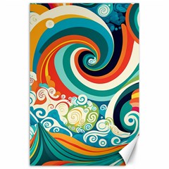 Waves Ocean Sea Abstract Whimsical Canvas 24  x 36 