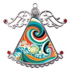 Waves Ocean Sea Abstract Whimsical Metal Angel with Crystal Ornament