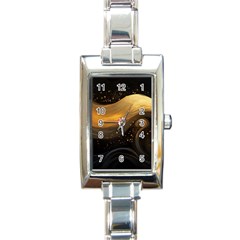 Abstract Gold Wave Background Rectangle Italian Charm Watch