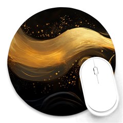 Abstract Gold Wave Background Round Mousepad