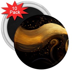 Abstract Gold Wave Background 3  Magnets (10 Pack) 