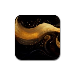 Abstract Gold Wave Background Rubber Square Coaster (4 Pack) by Maspions