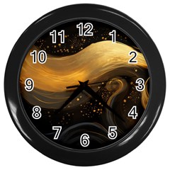 Abstract Gold Wave Background Wall Clock (black)