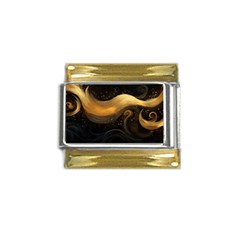 Abstract Gold Wave Background Gold Trim Italian Charm (9mm) by Maspions