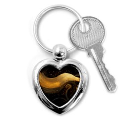 Abstract Gold Wave Background Key Chain (heart)