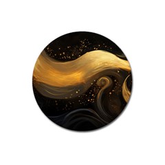 Abstract Gold Wave Background Magnet 3  (round)