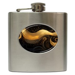 Abstract Gold Wave Background Hip Flask (6 Oz)