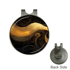 Abstract Gold Wave Background Hat Clips With Golf Markers