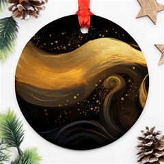 Abstract Gold Wave Background Round Ornament (two Sides)