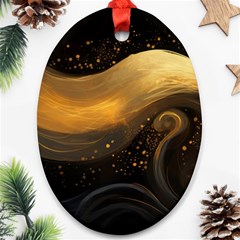 Abstract Gold Wave Background Oval Ornament (two Sides)