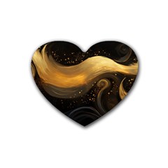 Abstract Gold Wave Background Rubber Heart Coaster (4 Pack) by Maspions