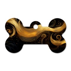 Abstract Gold Wave Background Dog Tag Bone (one Side)