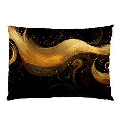 Abstract Gold Wave Background Pillow Case by Maspions