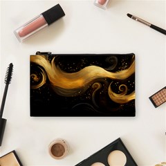 Abstract Gold Wave Background Cosmetic Bag (small)