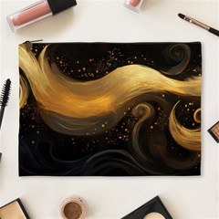 Abstract Gold Wave Background Cosmetic Bag (xl)