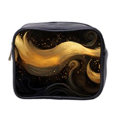 Abstract Gold Wave Background Mini Toiletries Bag (two Sides)