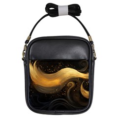 Abstract Gold Wave Background Girls Sling Bag