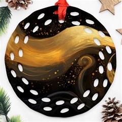 Abstract Gold Wave Background Round Filigree Ornament (two Sides)