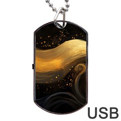 Abstract Gold Wave Background Dog Tag Usb Flash (one Side)