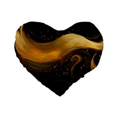 Abstract Gold Wave Background Standard 16  Premium Heart Shape Cushions