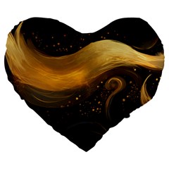 Abstract Gold Wave Background Large 19  Premium Heart Shape Cushions