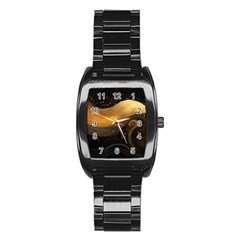 Abstract Gold Wave Background Stainless Steel Barrel Watch