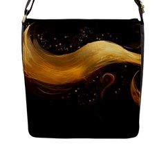 Abstract Gold Wave Background Flap Closure Messenger Bag (l)