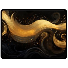 Abstract Gold Wave Background Two Sides Fleece Blanket (large) by Maspions