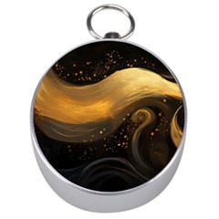 Abstract Gold Wave Background Silver Compasses