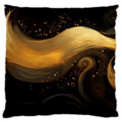 Abstract Gold Wave Background Standard Premium Plush Fleece Cushion Case (one Side)