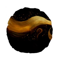 Abstract Gold Wave Background Standard 15  Premium Flano Round Cushions