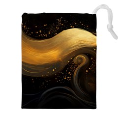 Abstract Gold Wave Background Drawstring Pouch (4xl)