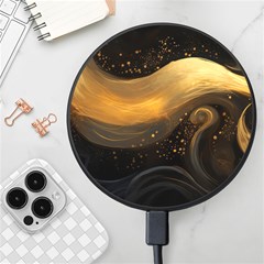 Abstract Gold Wave Background Wireless Fast Charger(black)