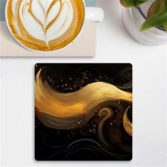 Abstract Gold Wave Background Uv Print Square Tile Coaster 